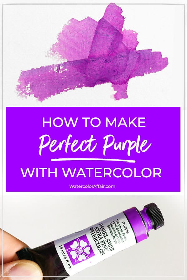 A beginners tutorial about how to mix a perfect purple color with watercolors